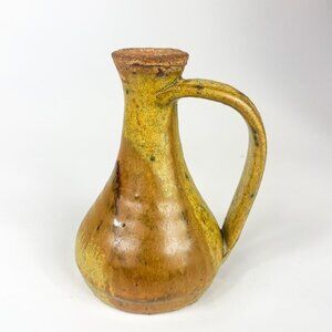 Ernest Gentry Studio Pottery Stoneware Yellow Brown Pitcher Vase